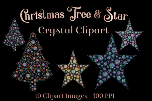Christmas Tree and Star Crystal Clipart: A Modern Design Essential