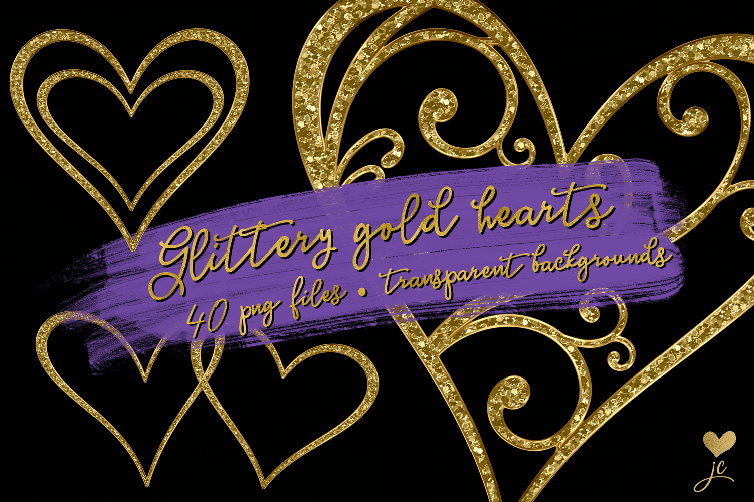 Glittery Gold Hearts: A Versatile Digital Asset for Creative Designers