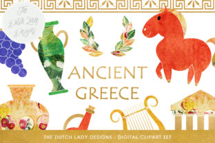Greek Archeology Clipart Set - Ancient Greece Graphics - Greek Artefact Images - Colorful Artistic