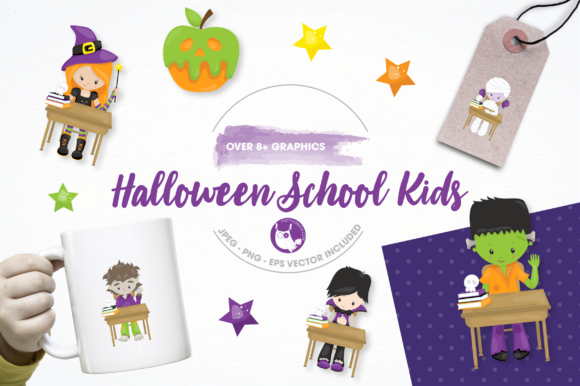 Halloween School Kids Graphics