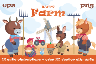 Happy Farm. Cute Animals and Harvest