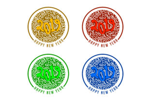 Happy New Year 2019 Set: A Decorative Design Option for Festive Celebrations