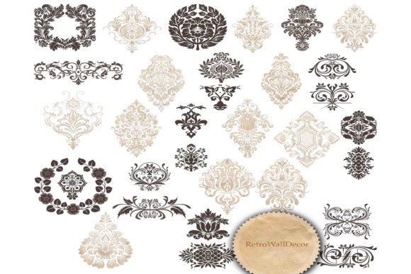 Vintage Ornaments Clip Art Set