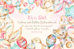 Watercolor Baby Girl Clipart Set