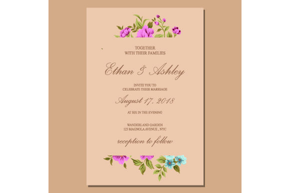 Wedding Invitation with Floral Frame